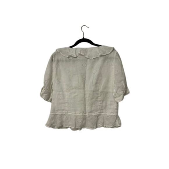 Frame Broderie Anglaise White Ruffle Eyelet Blouse in Blanc - Picture 8 of 8